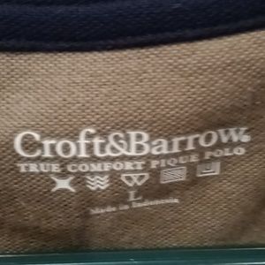 NWT Croft & Barrow pewter colored short sleeve polo shirt w side slits Size Lrg